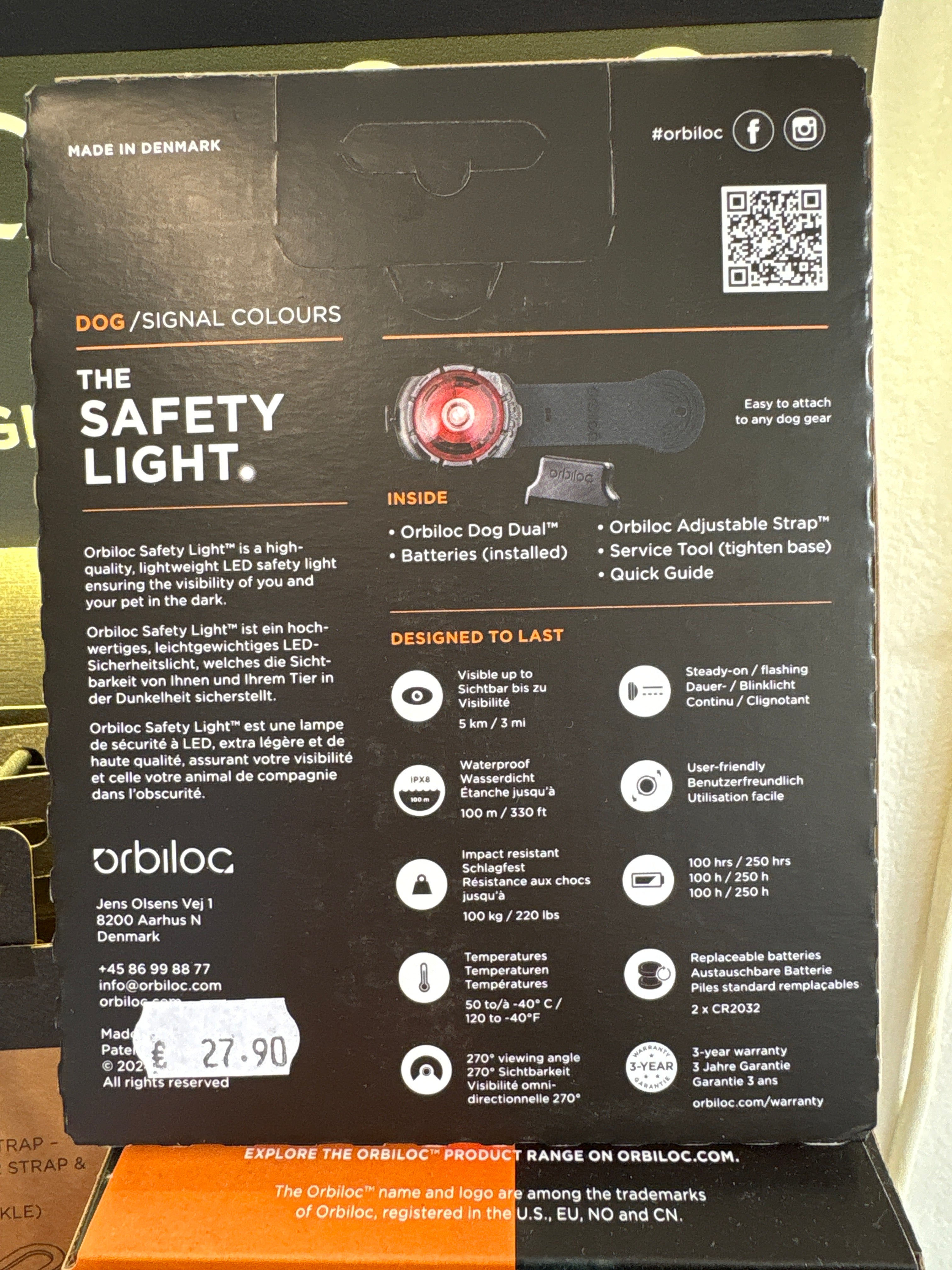 Orbiloc Safety Light Dog Dual YELLOW