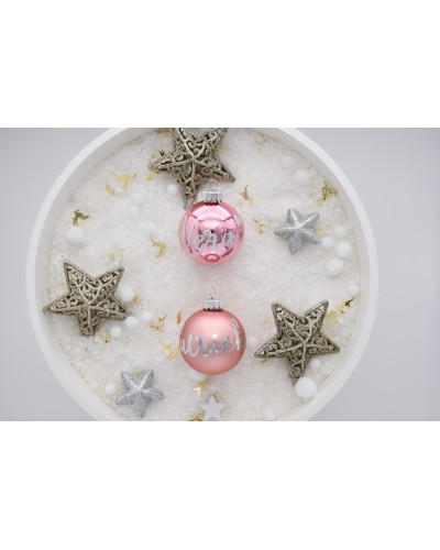Personalisierte Christbaumkugel glänzendes Rosa