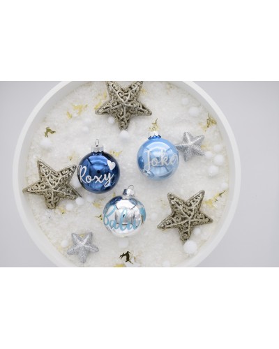 Personalisierte Christbaumkugel Dunkelblau